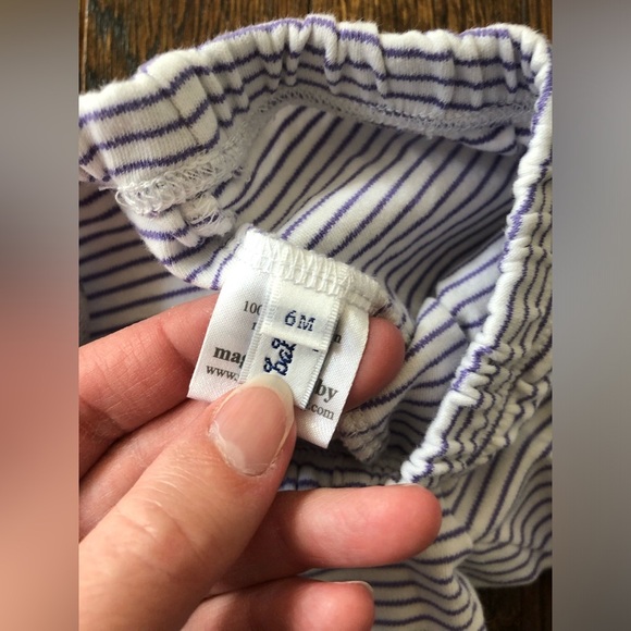 Magnolia Baby Girls 6M Purple/White Striped Orange Ruffle Pants 100% Pima Cotton - Picture 4 of 6